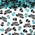 Halloween birthday party confetti skull glitter paper table scatter decoration supplies - Blue Halloween Birthday Skull Confetti / 100pcs Pack