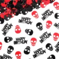 Halloween birthday party skull confetti black and red glitter table decoration scatter - Red Halloween Birthday Skull Confetti / 100pcs Pack