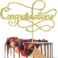 Pendentif de Gâteau Congratulations Paillettes Or Décoration Fête Diplôme Gâteau - Pics à gâteau dorés de remise de diplôme / Avec Points de Colle et Bâton en Bois