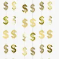 Guirlande suspendue avec signe dollar doré pour décoration de fête, bannière argent. - 3 Mètres / Guirlandes suspendues dollar américain 1 pc