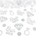 Silver glitter bride to be confetti wedding party table scatter diamond ring decor - Silver Ring Confetti / Pack of 100