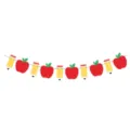Back-to-school apple and pencil garland banner, classroom decoration hanging flag for students. - 1 Piece/Pack
