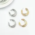 Mehrschichtige C-förmige Metall-Creolen, goldener und silberner Modeschmuck für Damen. - Mattgold