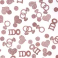 Coriandoli glitter oro rosa per festa di nozze, decorazione tavola con cuori e anelli. - Coriandoli Cuore Anello Glitter Oro Rosa (120 Pezzi/Confezione)