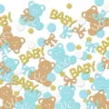 Gold glitter baby confetti table scatter with blue and brown bear paper cutouts for parties. - Blue Bear Style / 100 Sheets/Pack