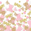 Teddy bear confetti baby shower table scatter gold glitter baby pink paper decor 100pcs - Pink Bear Style / 100 Sheets/Pack