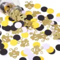 Bee party confetti glitter gold paper circles table scatter decorations birthday supplies - 180 Sheets/Pack / Gold Bee + Black White Yellow Circle Confetti