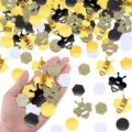 Bee theme party confetti decorations glitter gold and black paper dots table scatter crafts - 180 Sheets/Pack / Gold Card Black Gold Bee + Gold Card Gold Black White Circle + Black White Gold Hexagon Confetti