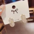S925 silver needle zircon pineapple stud earrings elegant fashion cute jewelry accessories - Pineapple Earrings