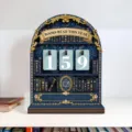 Wooden vintage book reading tracker, arched bookshelf design with numbers, desk decor. - Flat Thickness 4mm / Starry Blue