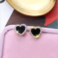 Elegante zwarte hart kristal oorknopjes voor dames fonkelende strass sieraden cadeaus. - Zwart Hart