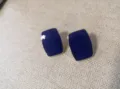 Schicke dunkelblaue rechteckige Emaillierte Ohrringe im Retrostil mit minimalistischem Design. - Saphirblau