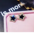 Schwarze Stern-Ohrstecker mit Strass, elegante geometrische Metall-Ohrringe für Damen. - Stern Schwarz