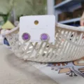 S925 zilveren naald paarse strass ronde oorbellen eenvoudige en stijlvolle sieraden - Rond Paars