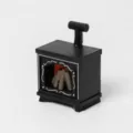 Miniature dollhouse fireplace LED glowing small decorative ornament home decor toy. - Mini Fireplace Lamp Black (Flickering Flame)