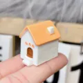 Miniature resin house figurine, orange roof micro landscape DIY accessory for crafts. - House Style A (26*19mm)