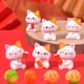 Cute lucky cat car dashboard decorations resin cartoon desktop ornaments set for gift - Lucky Cat Set + Orange Set