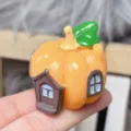 Miniature pumpkin house resin ornament cute DIY accessory orange color variant for craft. - House Style B (35*38mm)