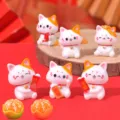 Cute lucky cat car dashboard ornament resin miniature lucky cat desktop decoration set. - Lucky Cat Set + 2 Peeled Oranges