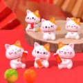 Cute lucky cat car dashboard ornament resin mini figurine cartoon desktop decor setup - Lucky Cat Set + 2 Oranges