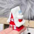 Miniature red snow house snowman figurine for DIY crafts and cute home decor accessories. - House Style D (48*38mm)