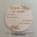 Placa de hito para recién nacido de madera rodaja de madera para accesorios de fotografía. - Estilo 2 / Diámetro 12x0.5cm