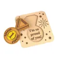 Set de tarjeta de felicitación 3D de madera para graduación con medalla extraíble, regalo ideal. - Medal