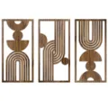 Art mural en bois abstrait minimaliste boho panneaux suspendus géométriques lot de 3 - 30x15x0.5cm / Style B