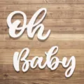 Lettere in legno Oh Baby oggetti di scena per la fotografia e decorazione murale. - 20 cm x 40 cm x 5 mm / Bianco