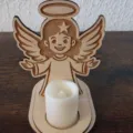 Wooden angel candle holder with LED tea light, perfect for Christmas and home table decor. - Style A