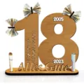 Wooden 18th birthday money gift holder, unique wooden number 18 plaque decoration for party cash present. - 18 Years Old / Natural Wood 30x22x0.5cm