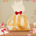 Wooden 40th birthday LED light sign gift decor table centerpiece with a gift bag. - 40