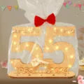 Holznummer 55 Geburtstag LED Licht Schild Geschenk Dekor verpackt in Klarsichtbeutel - 55
