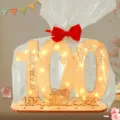 Hölzerne 100 Geburtstag LED Tischdeko beleuchtet Holzschild Geschenk Party Dekoration - 100