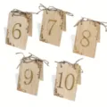 Rustic wooden table numbers set with twine bow, wedding reception table number cards - Numbers 6-10