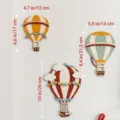 Handbeschilderde houten heteluchtballon wanddecoratie 3-delige vintage huis ornamenten - 3-delige set