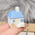 Miniature blue roof house figurine, cute micro landscape accessory for DIY cream glue crafts. - Style P House (30x23mm)