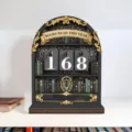 Wooden retro book reading tracker, decorative bookshelf tracker for up to 999 books. - Flat Thickness 4mm / Midnight Black