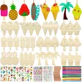 DIY Hawaiian wooden craft set with summer ice cream and palm tree hanging ornaments. - Hawaiian Theme Set