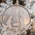 Wooden Acrylic Christmas Nativity Hanging Ornament Jesus Manger Scene Tree Decoration Gift - Custom / A-3