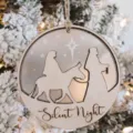 Houten acryl Kerststal kerstboom ornament hangende hanger vakantie decoratie geschenk. - Aangepast / A-4