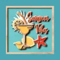 Wooden summer beach wall sign with cocktail and starfish, vibrant home decor door hanger. - Style 6