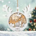 Houten kerstboom hangend ornament kerststal rendier ontwerp feestelijke huisdecoratie - Aangepast / C-1 (cirkeldiameter 9cm)