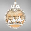 Houten kerstboom hangend ornament met Heilige Drie Koningen ontwerp en songtekst. - Aangepast / D-3