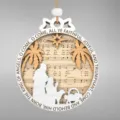 Houten acryl kerstboom hangende decoratie met traditionele kerstliedjes songtekst ontwerp. - Aangepast / D-5 Gebroken Wit