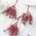 Bordeaux kunststof glitter planten takjes, kleine bundel voor huisdeko en huwelijk DIY. - Bordeauxrood
