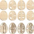 Artisanat en bois d'oeuf de Pâques bricolage peignable tranches de bois non finies décoration. - Oeuf de Pâques (4 Styles 3 Ensembles) / 24 Pièces/Ensemble