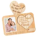 Wooden engraved photo frame with heartfelt Mother's Day messages and picture display slot. - Style 2