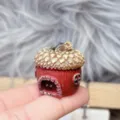 Miniature Acorn House Figurine Red Resin Fairy Garden Charm DIY Craft Accessory Ornament - Style R House (29x29mm)