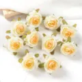 Vintage artificial rose heads silk fake flowers in cream peach color for DIY craft decor variant - Light Yellow
